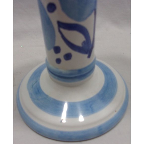 Pair of Bellini Italy Pretty Blue/White Candlesticks Candle Holders 8" - Picture 6 of 10